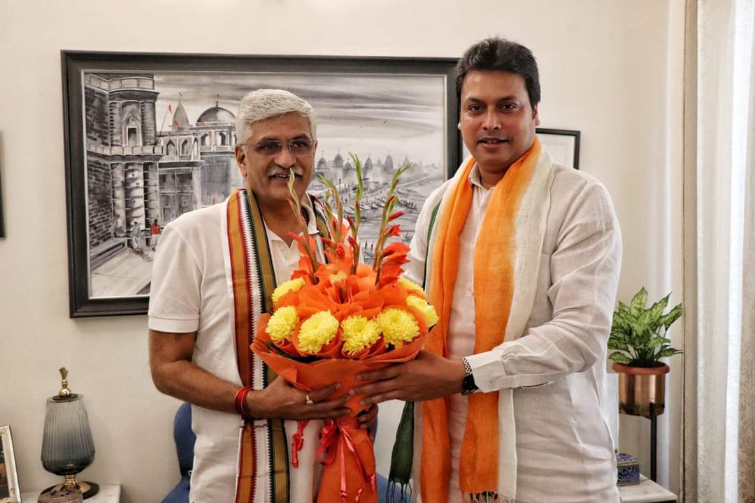 MP and formar Chief Minister Biplab Kumar Deb met with Union Minister and senior BJP leader Gajendra Singh Shekhawat at his residence at New Delhi.
