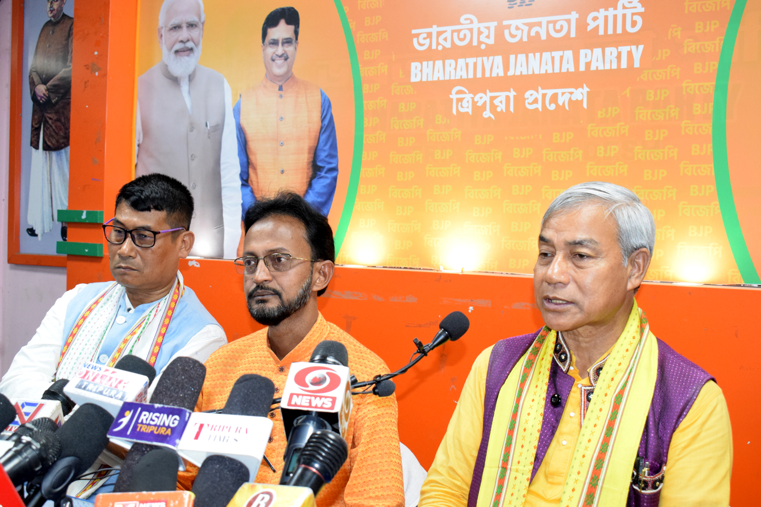 The state BJP has strongly condemned the deadly attack on BJP’s Janjati Morcha All India President Sameer Orang and Janjati Morcha President Vikas Debbarma.  BJP claimed in a press conference today that Tipramatha sheltered miscreants attacked them.
