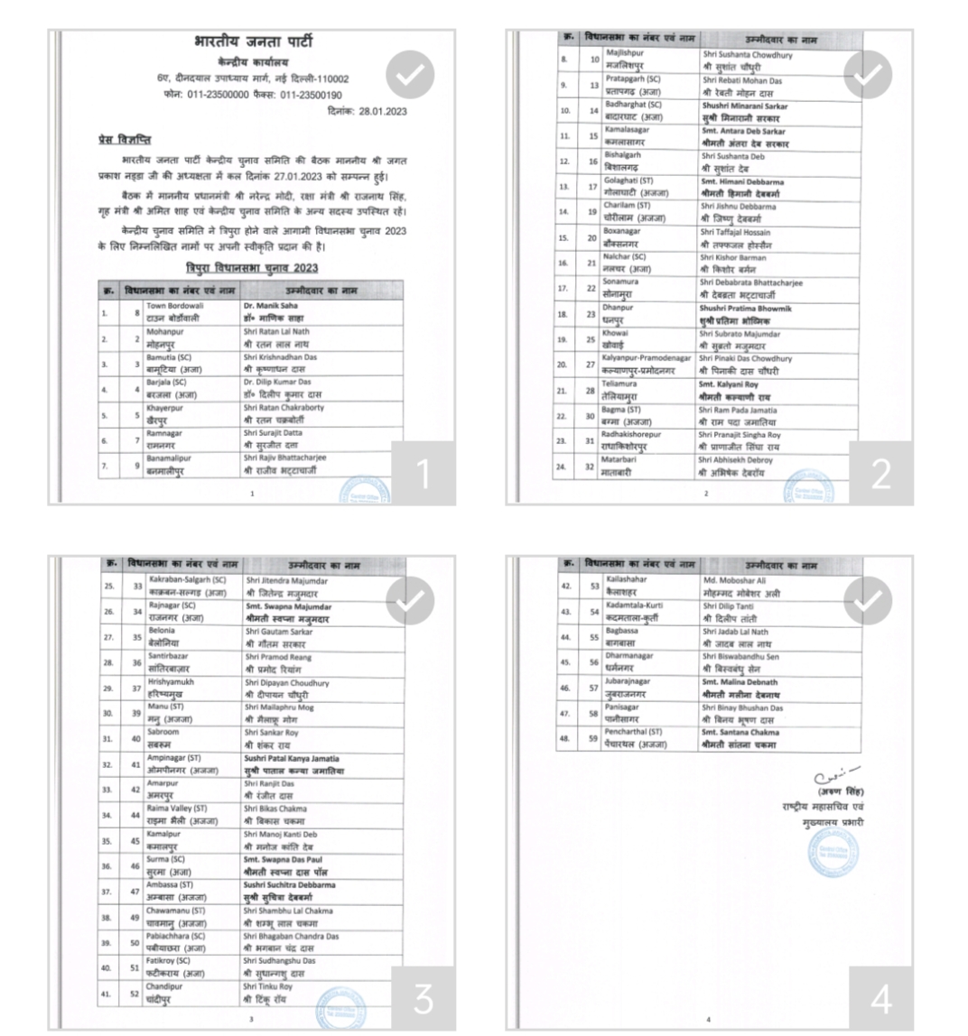 🧧🚨BREAKING NEWS 🧧🚨BJP candidate list announced in 48 seats