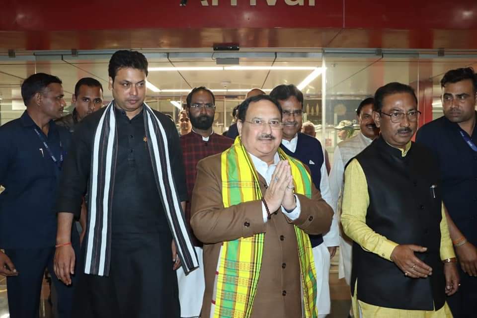 🧧🚨BJP All India President in Tripura for election campaign