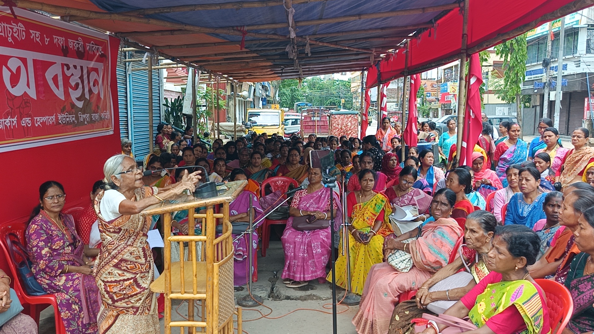Anganwadi workers and helpers stage protest in Agartala over 8-point demands